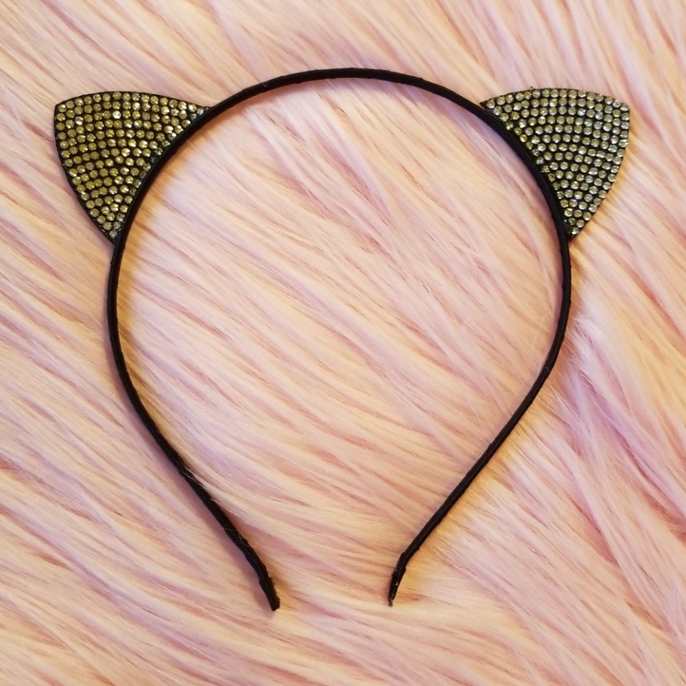 😼Rhinestone Kitten Ears Headband